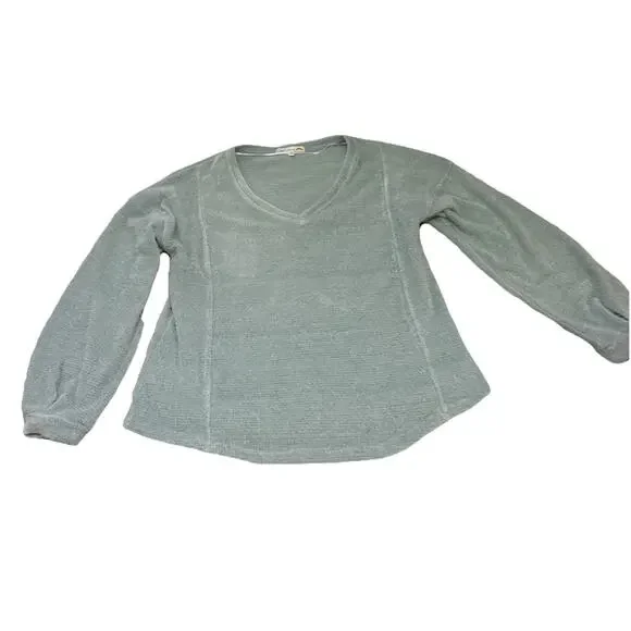C&C California Sweater Womens Size Medium Seafoam Pullover V-Neck Knit Cotton - Picture 7 of 14